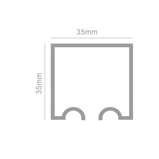 Trilho de Alum&iacute;nio C&ocirc;ncavo Branco 35x35