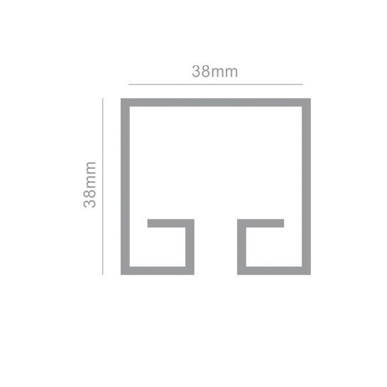Trilho de Alum&iacute;nio Reto Natural 38x38