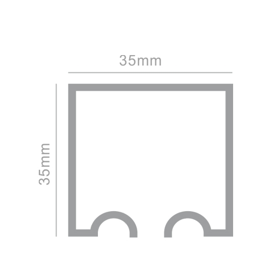 Trilho de Aluminio Concavo Refor&ccedil;ado Natural 35x35